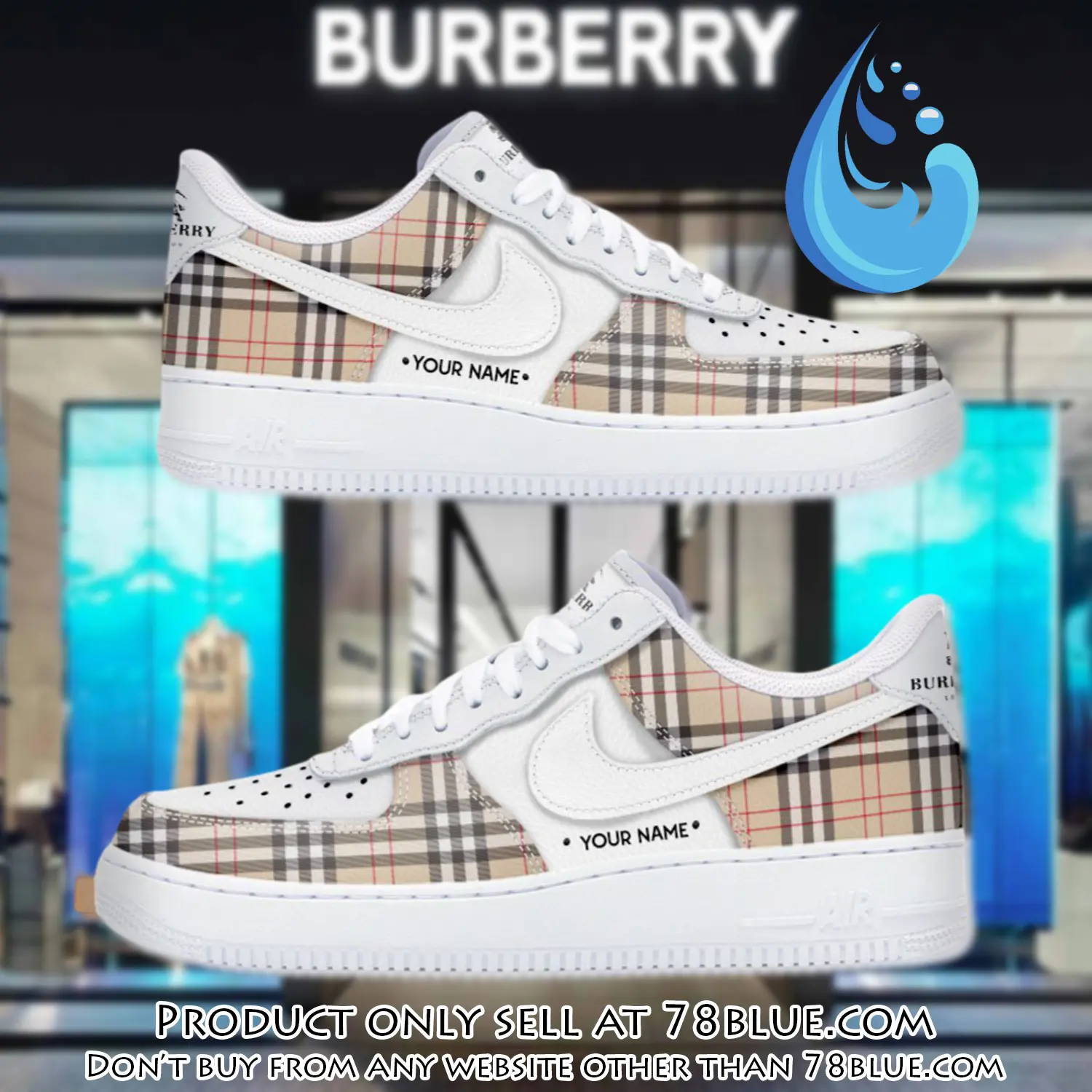 Personalized burberry luxury air force 1 sneakers limited af1 shoes oaf1002 78b5111671